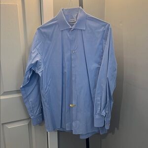 Calvin Klein Men's Light Blue Pinstripe Dress Shirt
